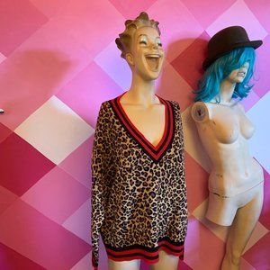 ASOS Sweater Leopard Pattern With Sports Tipping